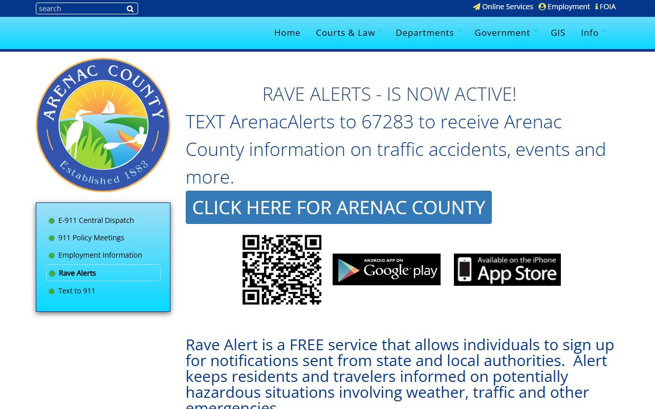 Arenac County inmate population Smart911 and Rave Alerts information